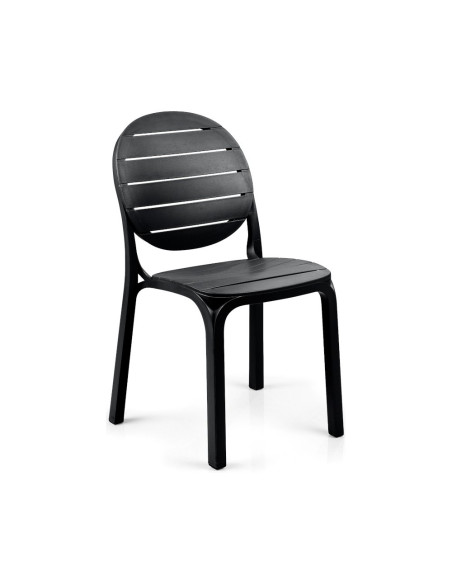 Chaise en résine ERIKA anthracite assise et dossier lattes