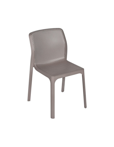 Chaise en résine BIT taupe assise et dossier perforés